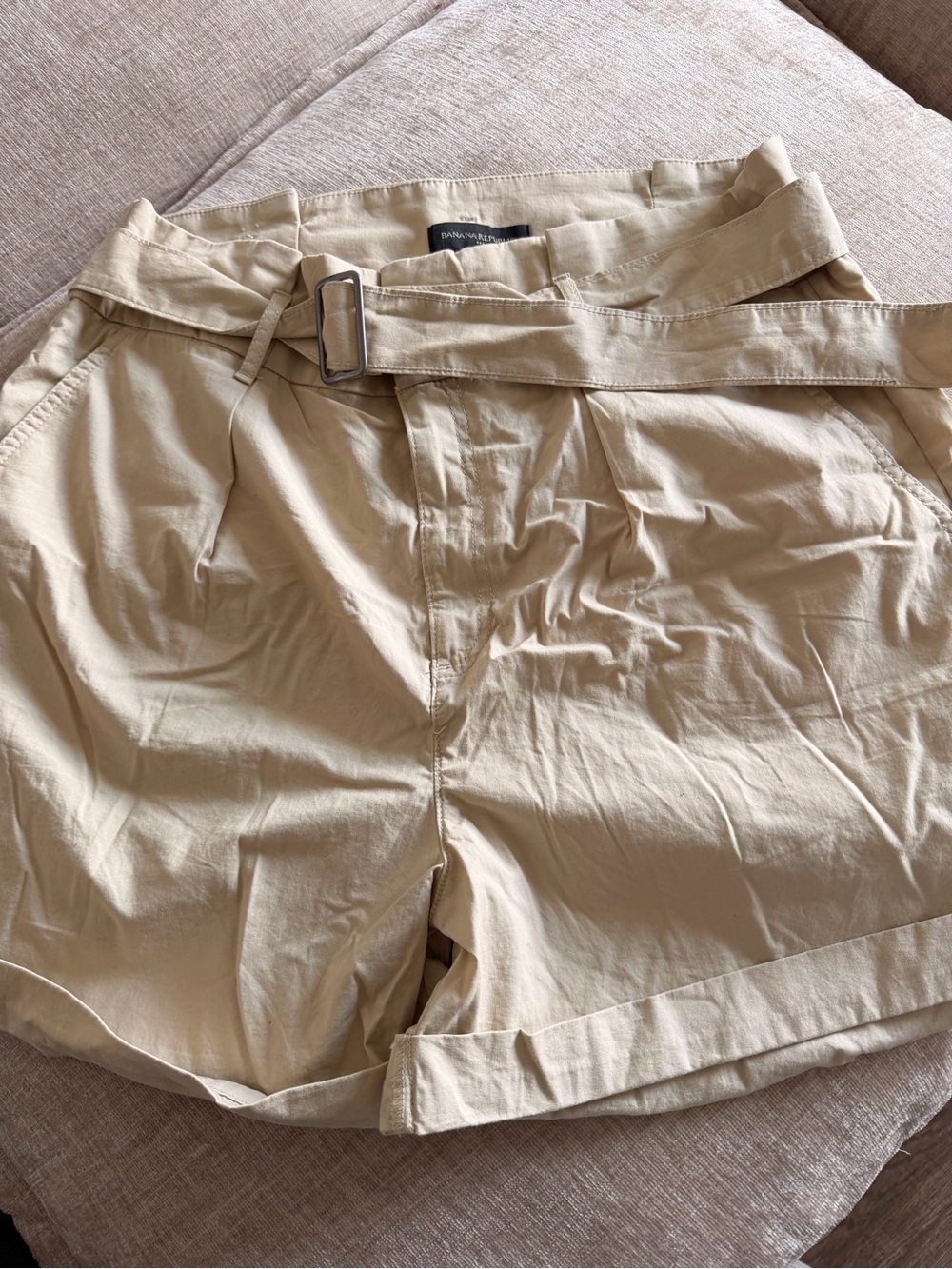 Banana Republic Sand Beige Belted Paperbag Shorts